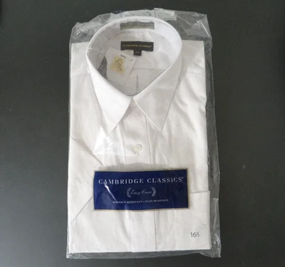 Vintage NWT Cambridge Classics Wrinkle Resistant Short Sleeve White Shirt 16.5 - Image 1 of 4