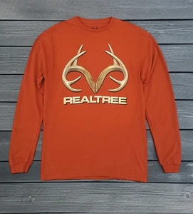 Camiseta RealTree Manga Larga Cuerno de Ciervo Cazador Camiseta Hombres Grande 42-44 Naranja - Imagen 1 de 2