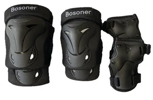 BOSONER Adult/Child Knee Pad Elbow Pads Guards Protective Gear Skating Black - Picture 1 of 3