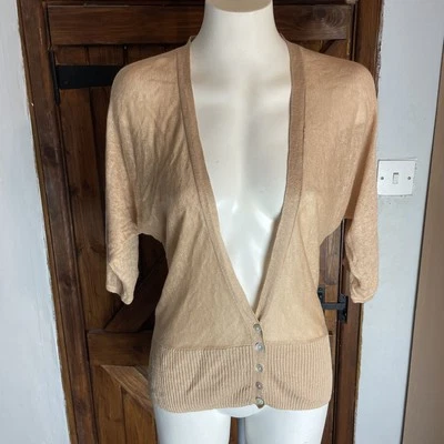 Ronit Zilkha Womens Brown 100% Linen 3/4 Sleeve Cardigan Size L - Image 1 of 4