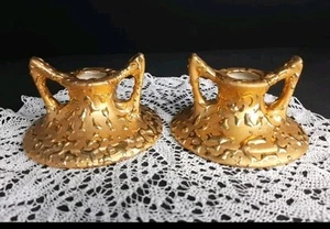 2 Weeping Gold Candlestick Holders 22k USA - Picture 1 of 4