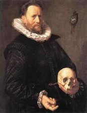 Hals Frans Portrait Of A Man Holding A Skull A4 Print