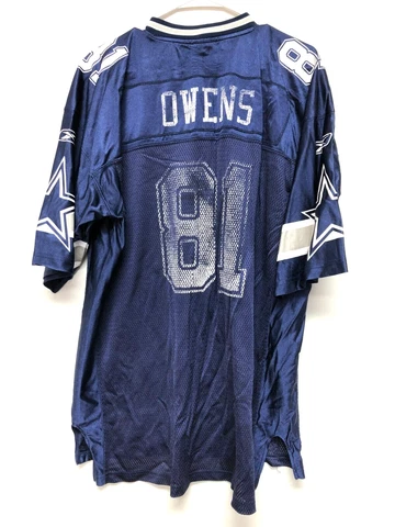 Reebok Mens Blue Pullover V Neck Jersey Dallas Cowboys Terrell Owens #81 Size XL Cover
