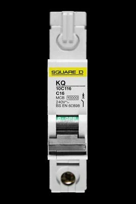 SQUARE D 16 AMP CURVE C 10kA MCB CIRCUIT BREAKER KQ 10C116 - Image 1 of 4