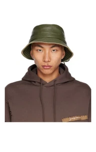Jacquemus Leather Khaki Le Bob Mentalo Bucket Hat Sz Large 58 Cm - Picture 1 of 3
