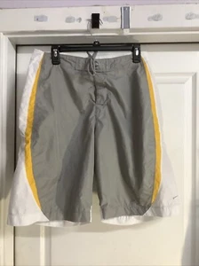 Vintage NIKE Board Shorts Embroidered Logo Surf Neon Swim Trunks Sz Medium -34 - Picture 1 of 10