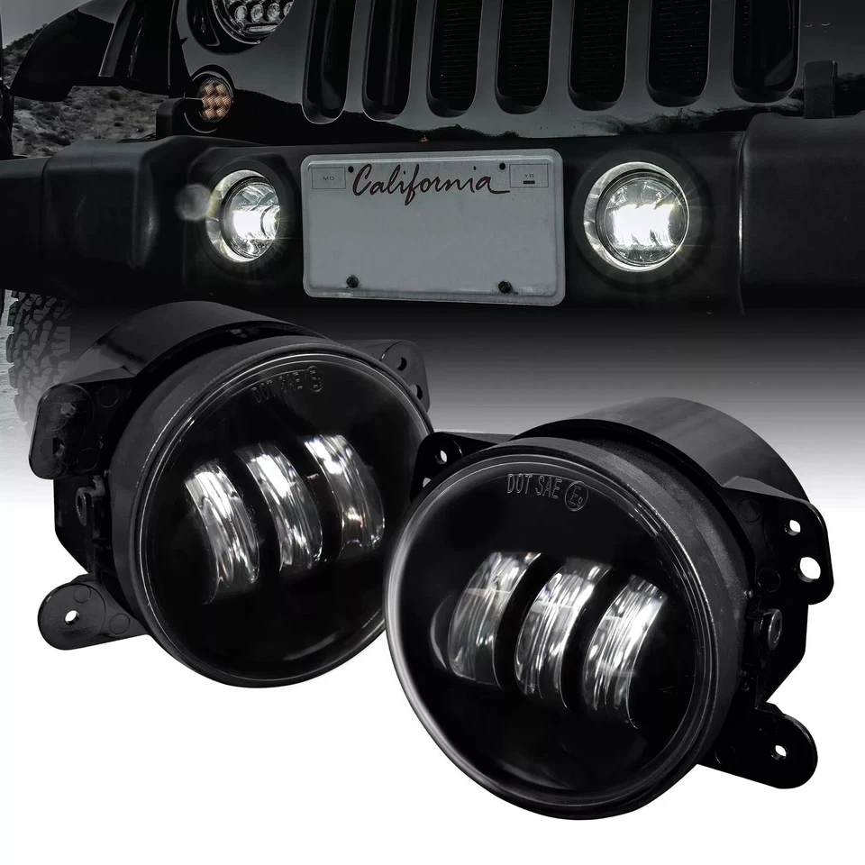 Светодиодные противотуманные фары на передний бампер для Jeep Wrangler JK JKU 2007-2018 4 дюйма - Изображение 1 из 1