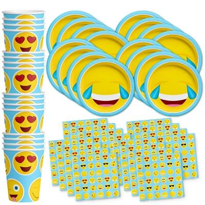 Emoji Birthday Party Supplies Set Plates Napkins Cups Tableware Kit for 16 - Image 1 of 4