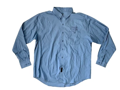 复古 SEATTLE COFFEE COMPANY 蓝色长袖纽扣衬衫 Barista Work 男式 XL — 第 1/4 张图片
