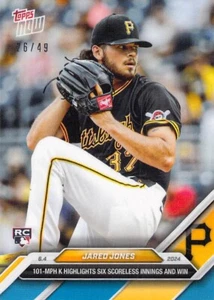 2024 Topps Now 258 Jared Jones 101 MPH K 6 Scoreless 26/49 -Free Ship Always! - Picture 1 of 2