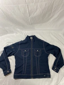 Nike Navy Windbreaker Lightweight Cropped Rain Jacket Sz M Youth 8-10 - Picture 1 of 20