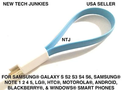 MAGNETIC Magnet CHARGER 8" flat MICRO USB data Cable for SAMSUNG GALAXY S4 S6 S7 - Image 1 of 4