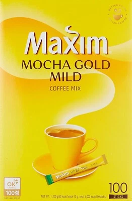 (12 gx 100 piezas) Maxim Mocha Gold Mezcla de café suave instantáneo Corea Vendedor de EE. UU. ¡Envío gratuito! Foto 1 de 2