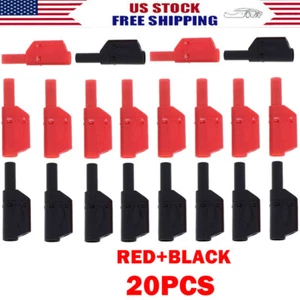 20x Shrouded Fully Insulated Safety 4mm Male Stackable Banana Plug Connector USA - Picture 1 of 22