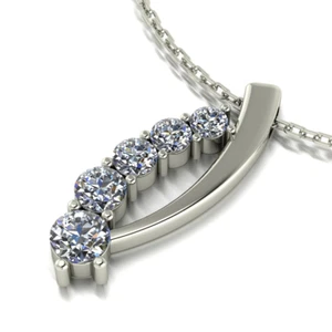 Collar colgante de oro blanco de 18k de 1 quilate diamante corte redondo GLI HRD cultivado en laboratorio - Imagen 1 de 8