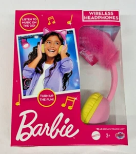 Barbie Wireless Headphones Pink Fluffy Bluetooth Sinco Toys Girls Gift Present - Picture 1 of 8
