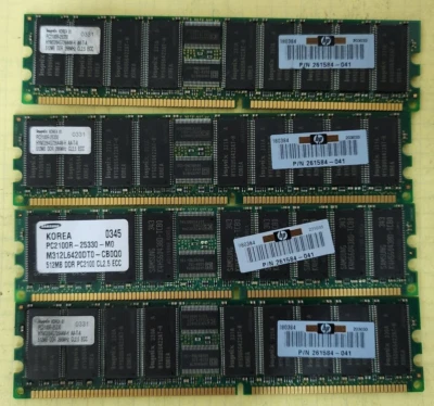 4x HP 261584-041 512MB PC2100 CL2.5 ECC Server Memory - Image 1 of 2