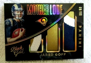 JARED GOFF RC 2016 PANINI BLACK GOLD 3CLR 3-PATCH ROOKIE #38/99!RAMS QB RC/Lions - Bild 1 von 2