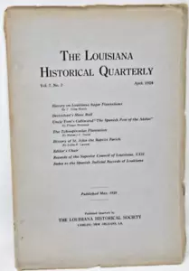 Antique LOUISIANA HISTORICAL QUARTERLY April 1924 RARE Slavery Plantation - Imagen 1 de 1