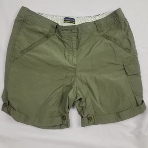 Lands' End Women Cargo Elastic Waist Green Cargo Shorts Size 12 | Roll-up - Picture 1 of 8