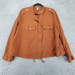 Cato Jacket Womens 18 Est 1946 Brown Full Zip Long Sleeve Linen Blend Blazer - Picture 1 of 10