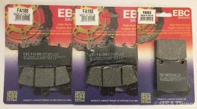 Pastillas de freno delanteras y traseras EBC orgánicas para Suzuki GSX1300 HAYABUSA (1999 a 2007) Foto 1 de 4