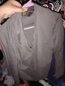 XL GRIS ALGODÓN MANGA LARGA CAMISA HOMBRE BÁSICO PLATA 100% ALGODÓN TRABAJO TOP - Imagen 1 de 2