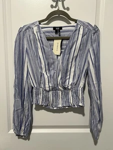 PAIGE Women's Naja Top - Ivory/Ultramarine - Size XS - NWT - Picture 1 of 5