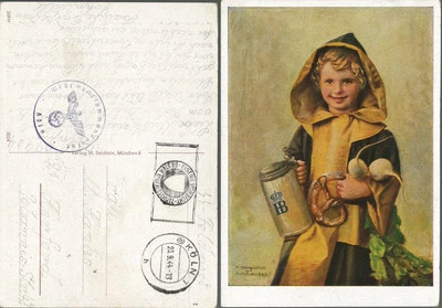 1944 WWII Cover Waffen SS Feldpost Koln Germany on Advertising Postcard - Image 1 of 3