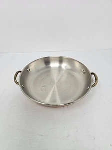 Kupfer Edelstahl Gefüttert Runde Pfanne Kleine Pfanne Gratinschale Messinggriffe Küche - Bild 1 von 10