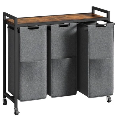 Laundry Sorter 3 Section, Laundry Hamper with Wheels, 3 × 11.5 Gal (43.4L), R... - Image 1 of 4