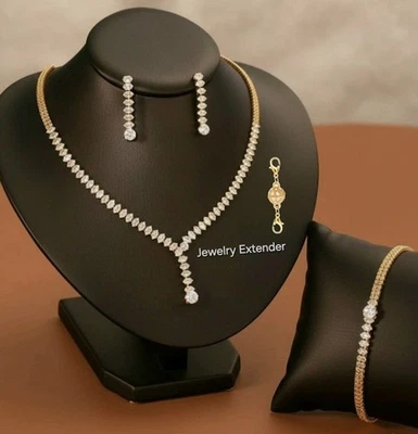 Набор ювелирных изделий позолота 14 карат 5 шт. созданный в лаборатории камень багет Swarovski - Изображение 1 из 4