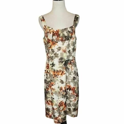 Vestido Vaina Banana Republic Mujer Seda Algodón Floral Forrado Sin Mangas talla 8 Foto 1 de 4