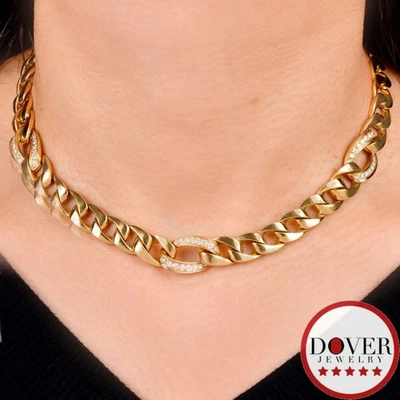 Collar Gargantilla Cartier Oro 18K Diamante Eslabón Bordillo Foto 1 de 4