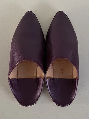 Zapatillas Marroquí Babouche Cuero Púrpura Fez Jawhara Zapato Mula Suela de Goma Talla 9 Foto 1 de 4