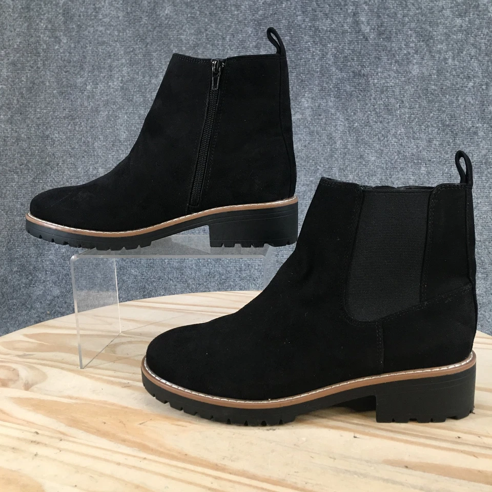 Kensie Botas Mujer 9 M Negro Kayla Chelsea Botines Gamuza Pull On Cremallera Bloque Foto 1 de 4