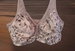 Auden Women's Unlined Wirefree Wide Strap Bra Gray Floral Size 42DD - Picture 1 of 7
