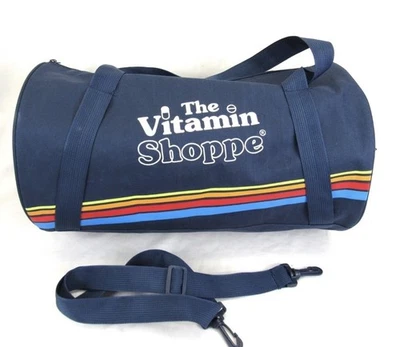 Bolso de Lona Retro The Vitamin Shoppe Azul Arco Iris Rayas Drogas Publicidad Deportes Foto 1 de 4