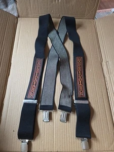 Vintage Harley-Davidson Suspenders Black Orange Logo Elastic Cross Back Patch - Picture 1 of 4