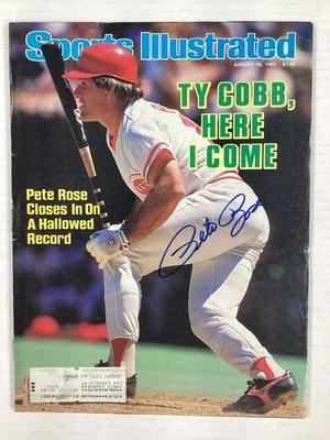 Pete Rose Signed Sports Illustrated 8/19/85 Reds Phillies Baseball Autograph JS - Image 1 of 4