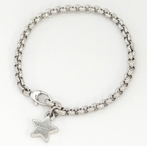 Bracciale Gucci stella 7 5" argento 925 originale con sacchetto #6279