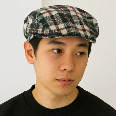 VTG Pendleton Virgin Wool Plaid Newsboy Cap Cabbie Driving Golf Hat Medium  - Image 1 of 4