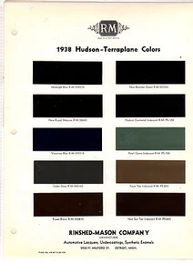 1938 HUDSON TERRAPLANE 38 MINT PAINT CHIPS RINSHED MASON R M - Picture 1 of 1