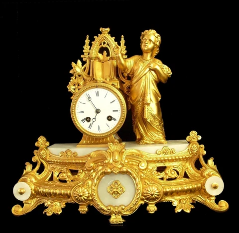 19 th CENTURY, FRENCH EMPIRE CLOCK, THREE SIGNATURES! BIG RELIGIOUS CLOCK WORKS Cover