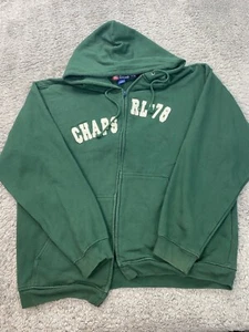 Vtg Chaps Ralph Lauren Hoodie Mens XL Green Full Zip Spell Out Sweatshirt Vtg - Picture 1 of 9