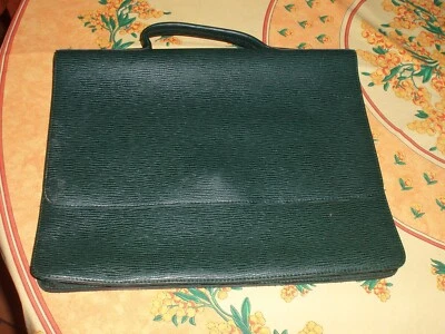 Porte document cuir VERT ANGLAIS fait par sellerie maroquinerie de l'ARMOR - Photo 1/4