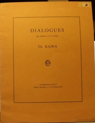 Clarinet & Piano: Dialogues by Thomas Rajna New publisher price $26.60 unplayed - Image 1 of 4