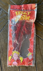 Vintage Fun Time Krazy Straw Pack 6 Red Hearts Valentines New Sealed - Picture 1 of 3