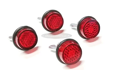 License Plate Tag Bolts Red Reflectors 4 Motorcycle Harley Trailer Car USA Made! - Image 1 of 4