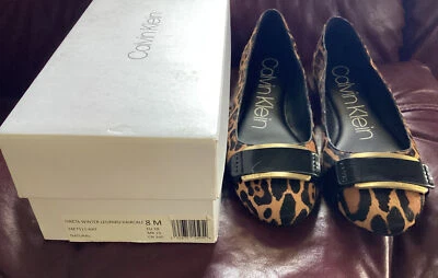 Calvin Klein Oneta Invierno Leopardo Becerro Zapatos Planos Sin Cordones 8M Para Mujer Foto 1 de 4